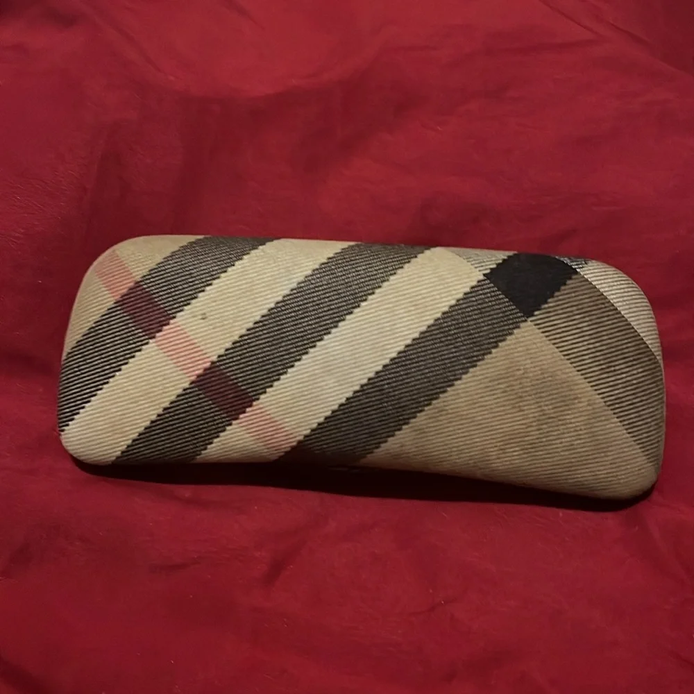 Burberry Beige and Red Plaid Glasses Case
